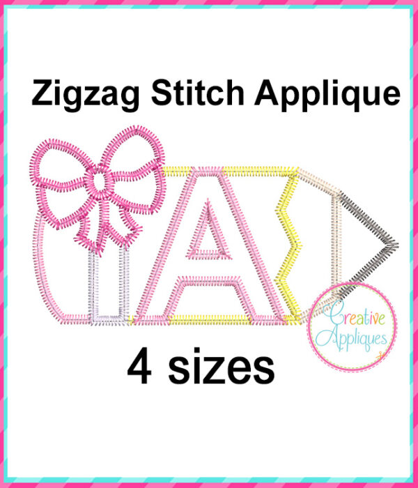 Pencil Bow Alphabet Applique Zigzag Stitch - Image 2