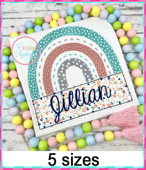 Rainbow Frame Applique Design Bean Stitch