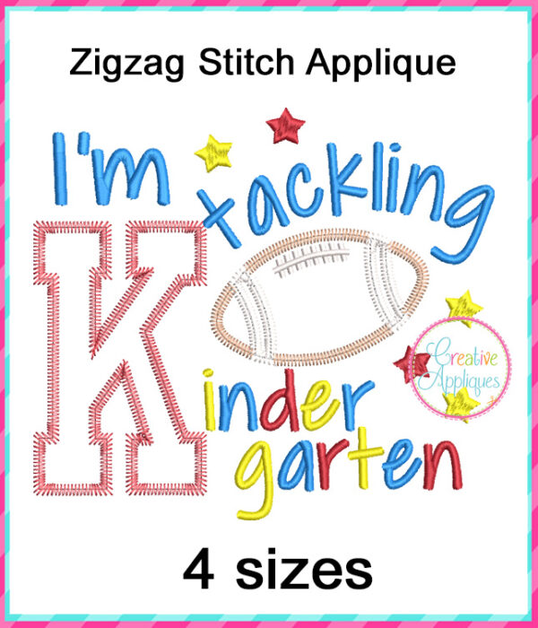 I'm Tackling Kindergarten Football Applique Design - Image 2