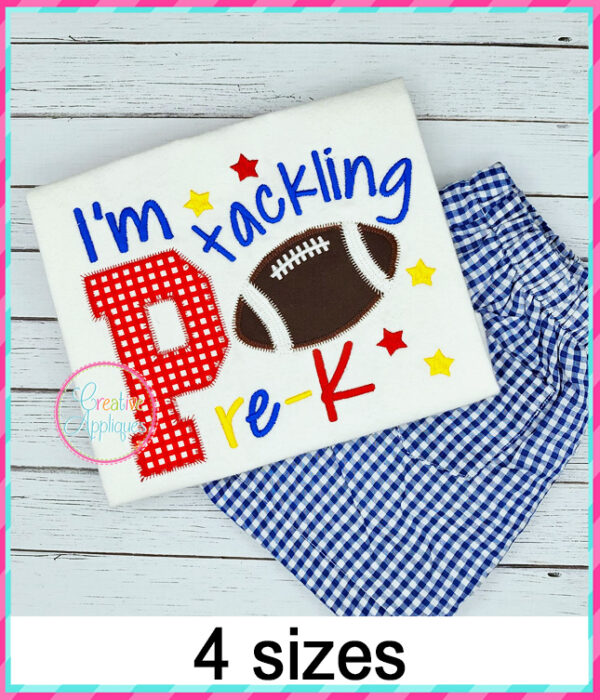 I'm Tackling Pre-K Football Applique Design - Image 3