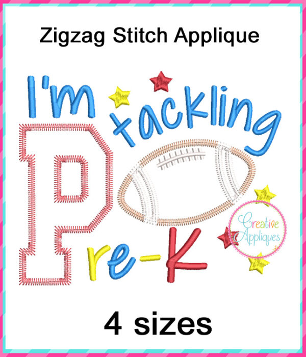 I'm Tackling Pre-K Football Applique Design - Image 2