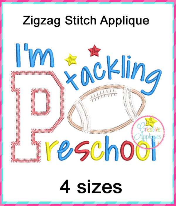 I'm Tackling Preschool Football Applique Design - Image 2