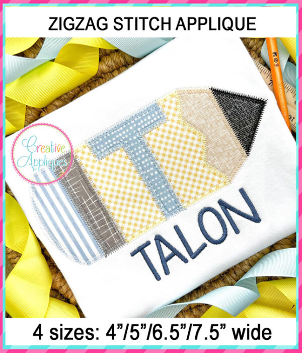 Pencil Alphabet Applique Zigzag Stitch