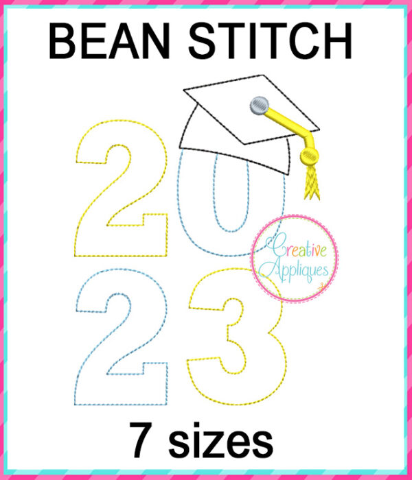 2023 Graduate Bean Stitch Square Applique Design - Image 2