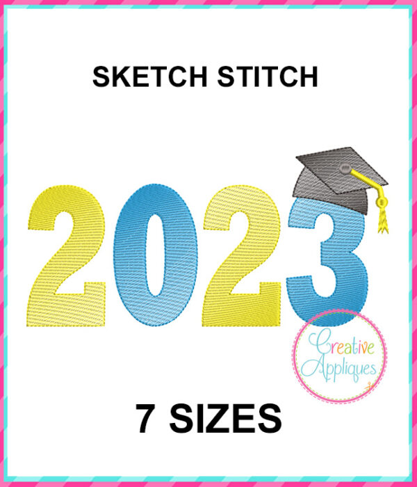 2023 Graduate Sketch Stitch Embroidery Design - Image 2