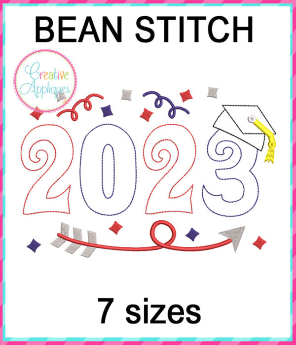 2023 Graduate Bean Stitch Arrow Applique Design - Image 2