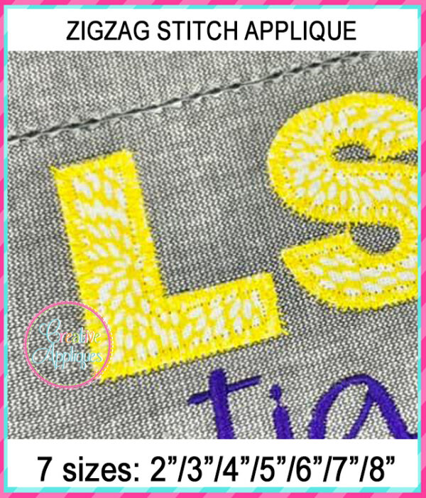 Block Alphabet Applique Zigzag Stitch