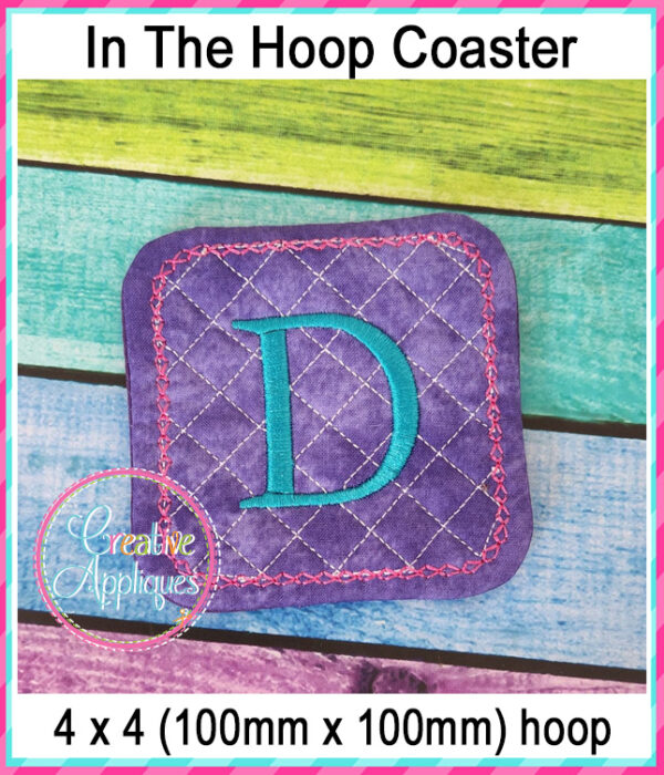 Print Alphabet Coaster In The Hoop Embroidery Design