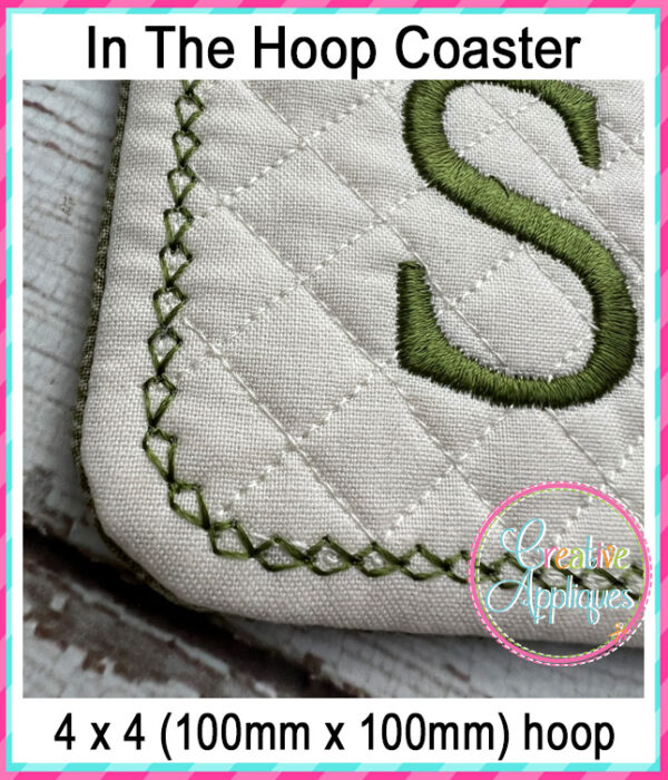 Print Alphabet Coaster In The Hoop Embroidery Design - Image 3