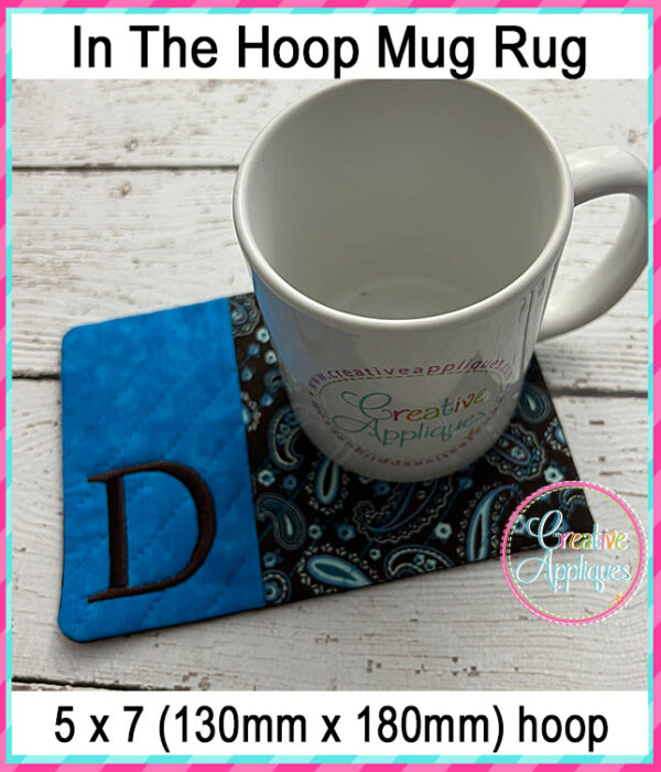 Print Alphabet Mug Rug In The Hoop Embroidery Design - Image 8