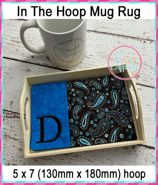 Print Alphabet Mug Rug In The Hoop Embroidery Design - Image 4