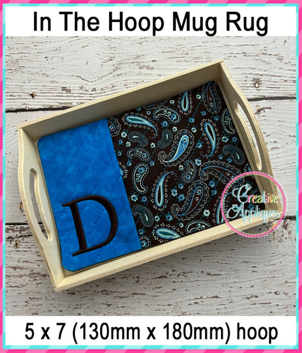 Print Alphabet Mug Rug In The Hoop Embroidery Design - Image 2