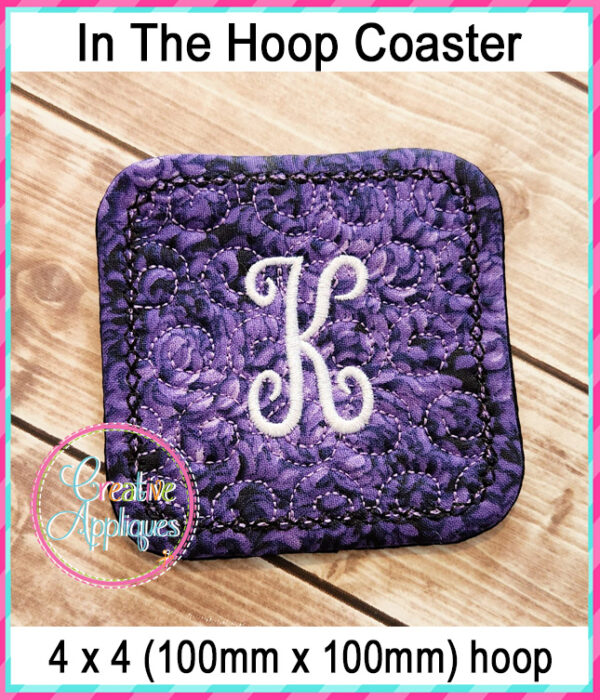 Script Alphabet Coaster In The Hoop Embroidery Design