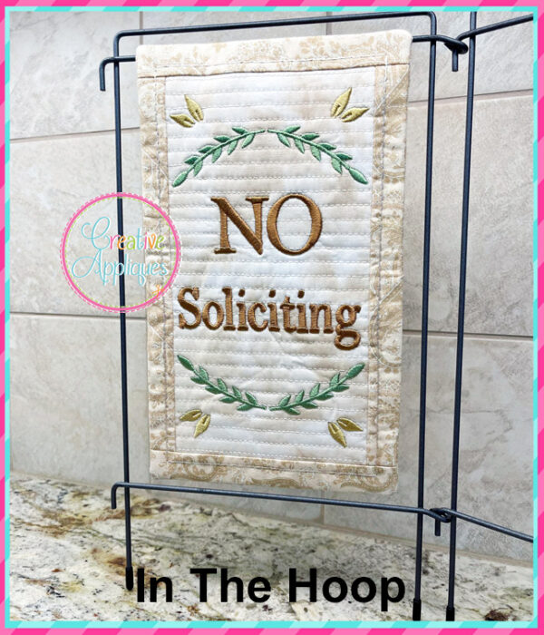 No Soliciting In The Hoop Quilted Mini Hanging Embroidery Design 6x10 - Image 2