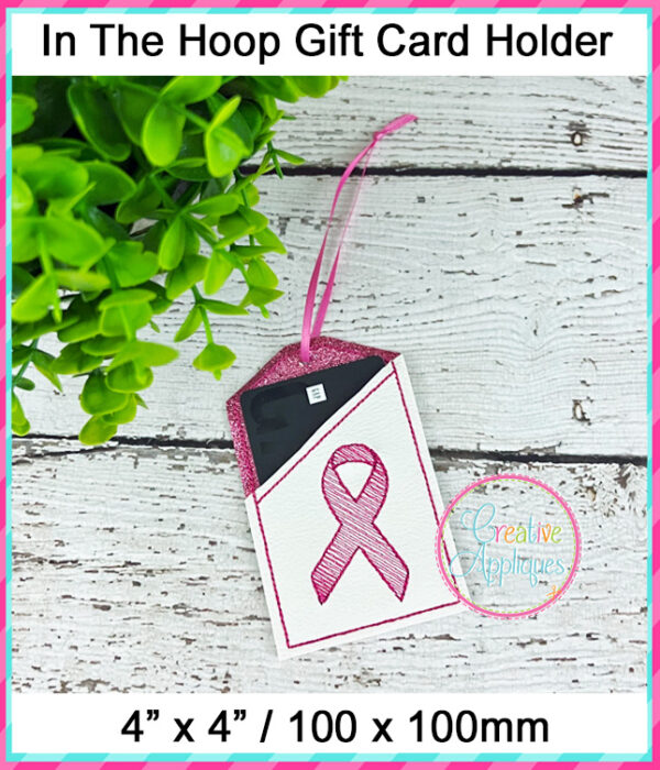 In The Hoop Gift Card Holder Awareness Ribbon Design - Image 2