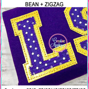 Collegiate Double Applique Alphabet Bean + Zigzag Stitch