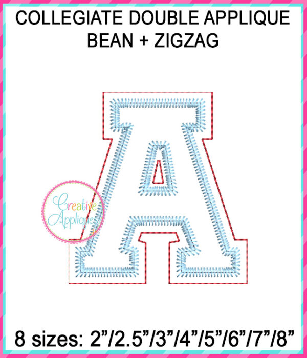 Collegiate Double Applique Alphabet Bean + Zigzag Stitch - Image 2