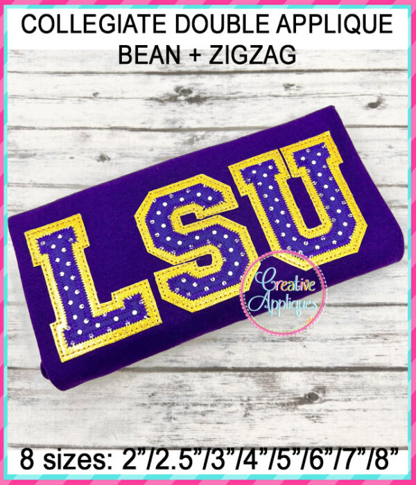 Collegiate Double Applique Alphabet Bean + Zigzag Stitch - Image 5