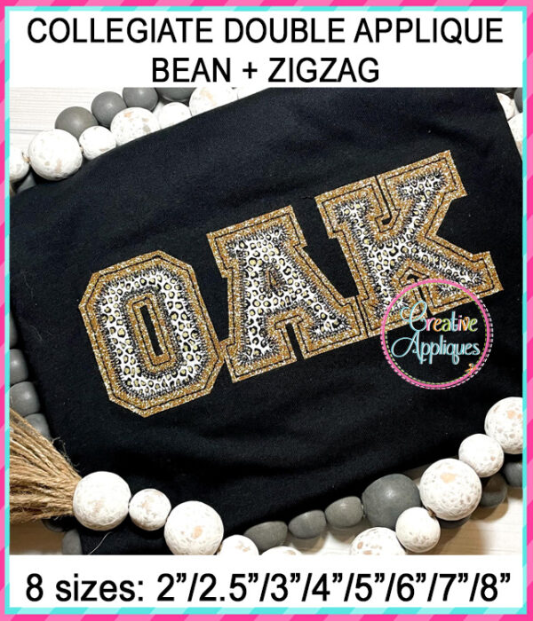 Collegiate Double Applique Alphabet Bean + Zigzag Stitch - Image 4