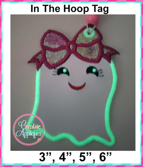 Ghost Girl Tag In The Hoop Embroidery Design - Image 4