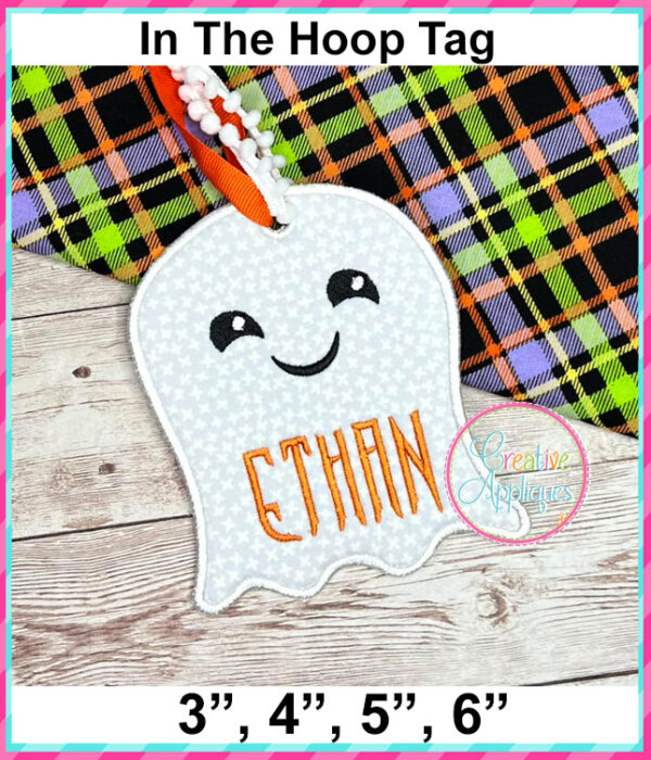 Ghost Tag In The Hoop Embroidery Design - Image 4