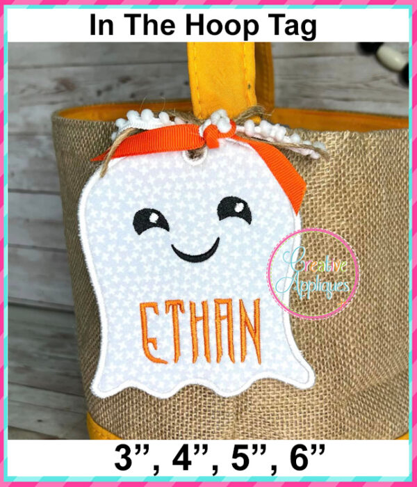 Ghost Tag In The Hoop Embroidery Design