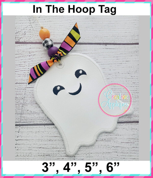 Ghost Tag In The Hoop Embroidery Design - Image 3