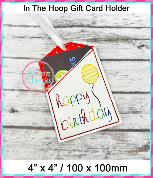 In The Hoop Gift Card Holder Happy Birthday Design - Image 3