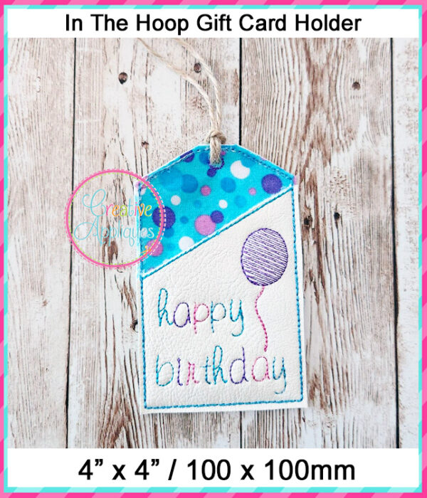 In The Hoop Gift Card Holder Happy Birthday Design - Image 4