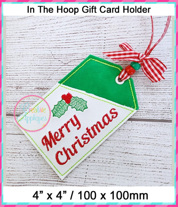 In The Hoop Gift Card Holder Merry Christmas Design