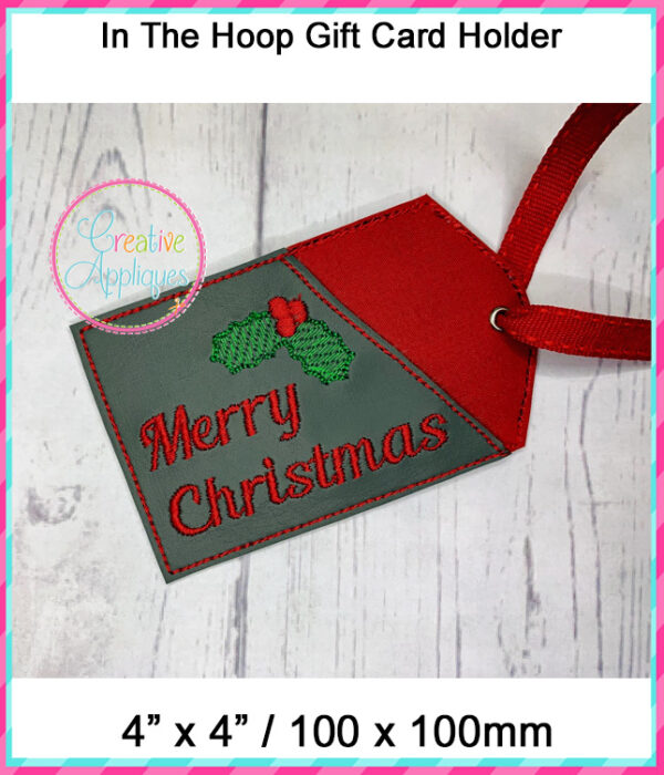 In The Hoop Gift Card Holder Merry Christmas Design - Image 2