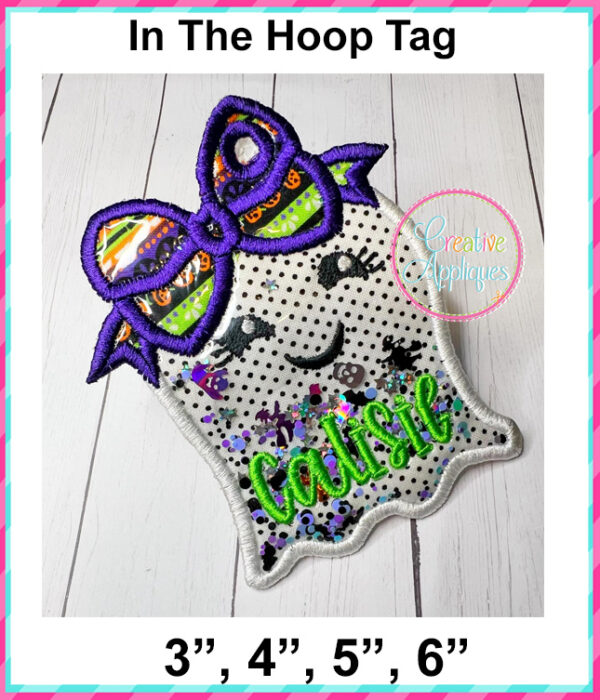 Ghost Girl Tag In The Hoop Embroidery Design - Image 2