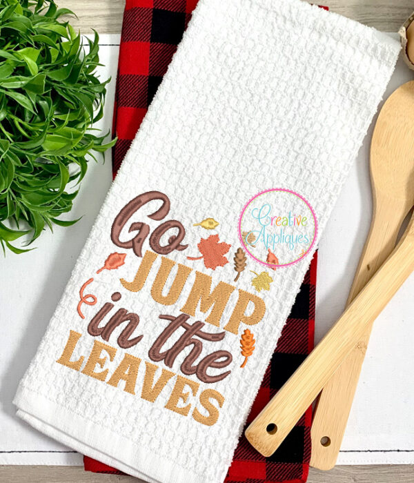 Go Jump in the Leaves Embroidery Design