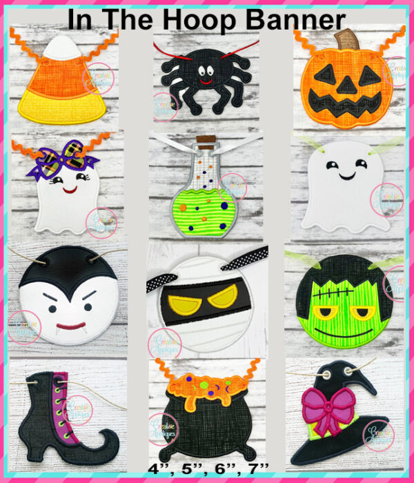 Halloween Banner In The Hoop Embroidery Design Set