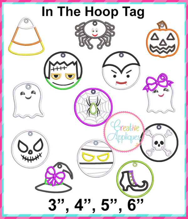 Halloween Tag In The Hoop Embroidery Design Set