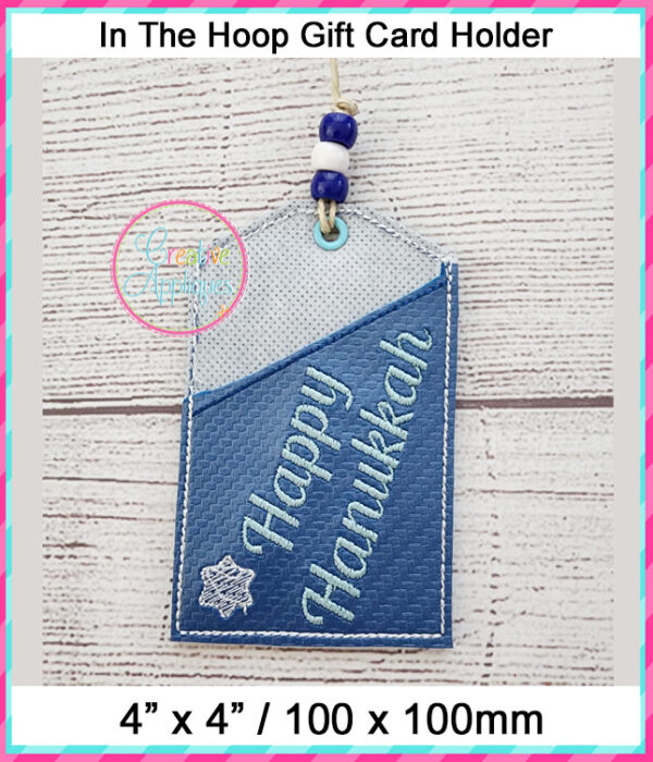 In The Hoop Gift Card Holder Happy Hanukkah Design