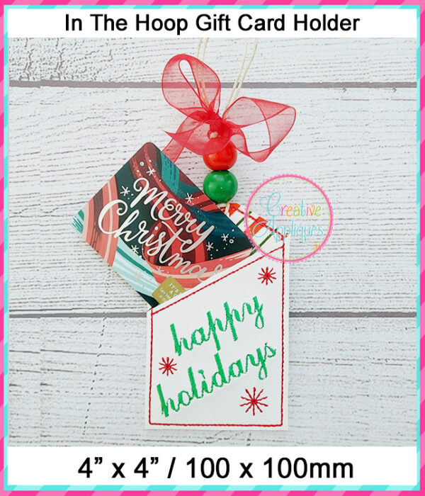 In The Hoop Gift Card Holder Happy Holidays Design