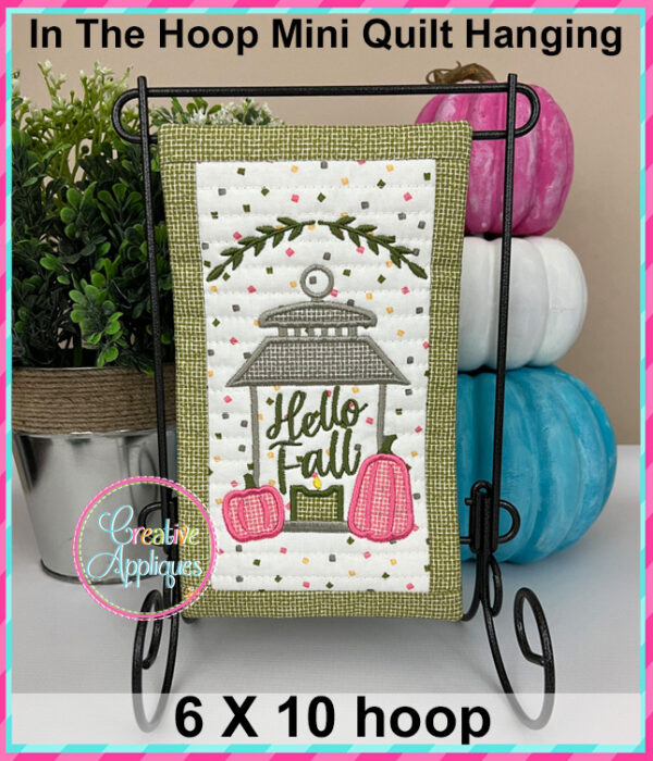 Hello Fall In The Hoop Quilted Mini Hanging Embroidery Design 6x10 - Image 2