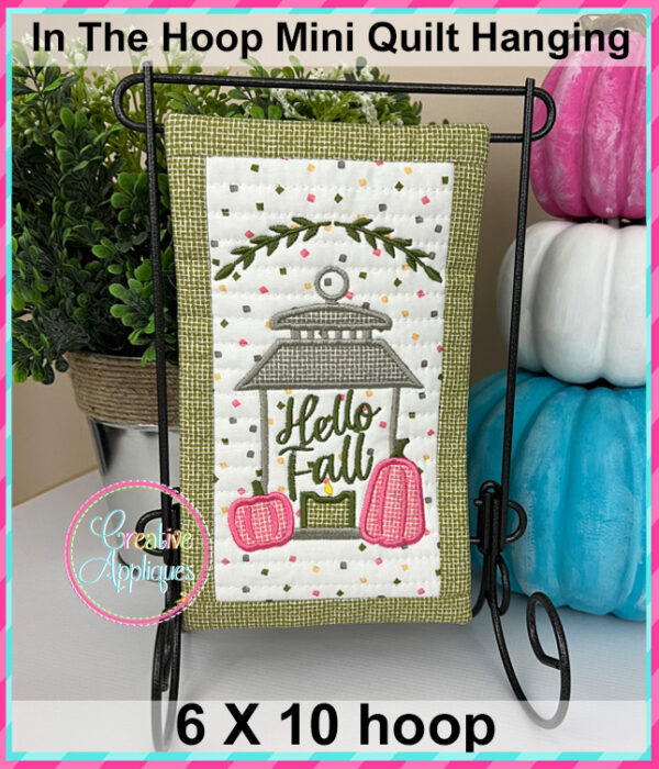 Hello Fall In The Hoop Quilted Mini Hanging Embroidery Design 6x10