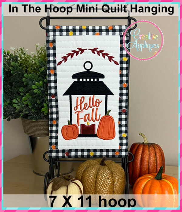 Hello Fall In The Hoop Quilted Mini Hanging Embroidery Design 7x11 - Image 2