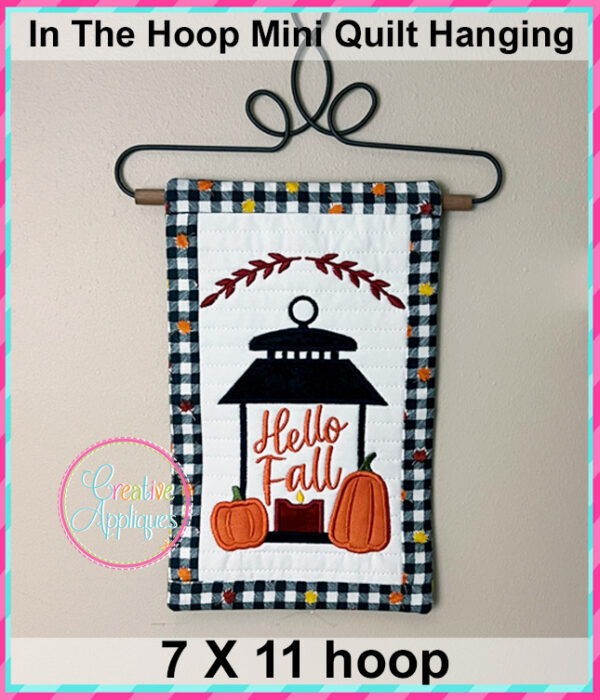 Hello Fall In The Hoop Quilted Mini Hanging Embroidery Design 7x11 - Image 3