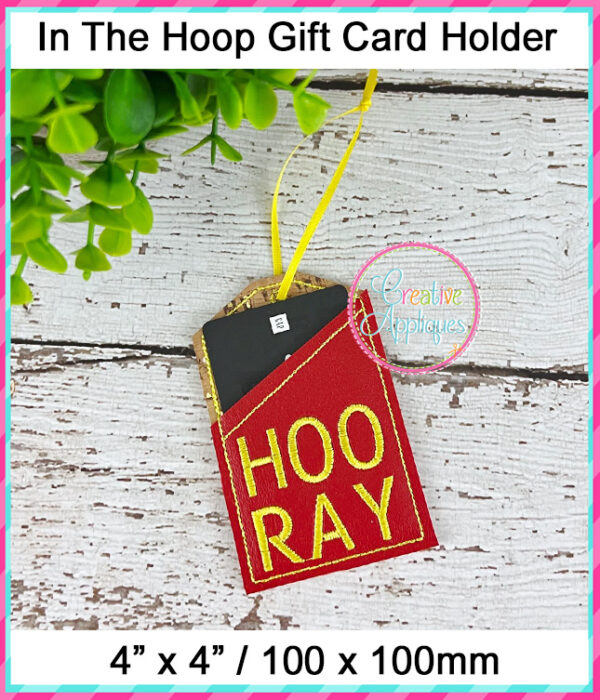 In The Hoop Gift Card Holder Hooray Design - Image 2