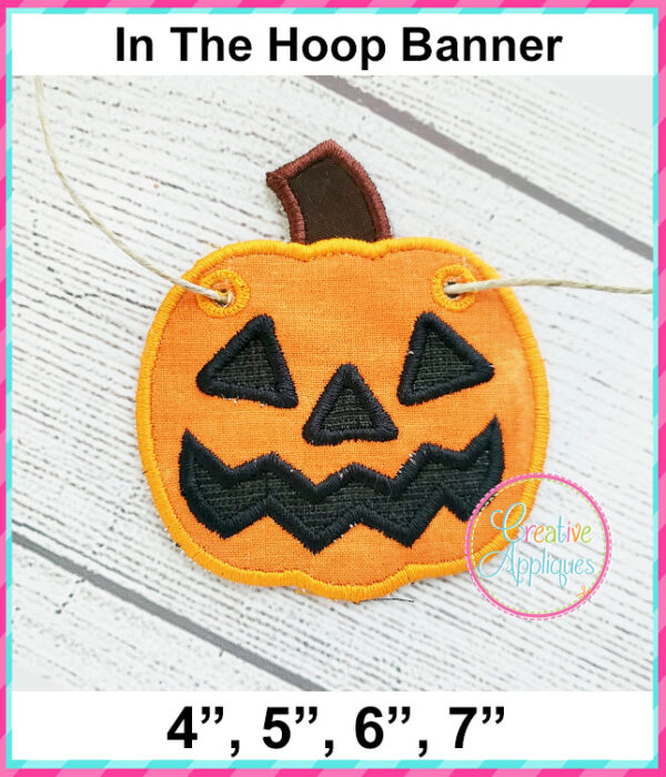 Jack-O-Lantern Banner In The Hoop Embroidery Design - Image 2