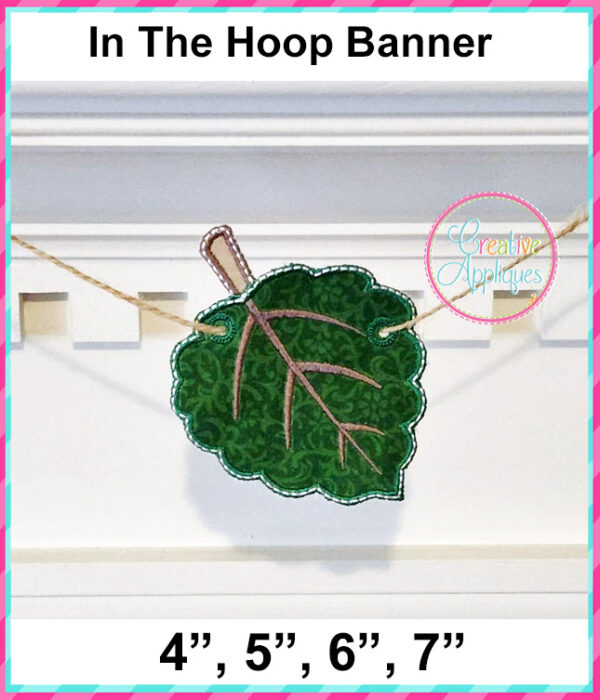 Leaf 1 Banner In The Hoop Embroidery Design - Image 2