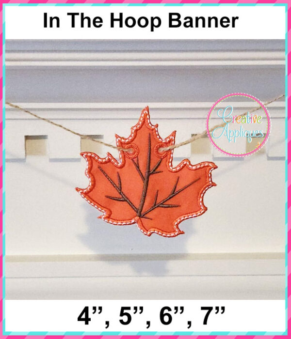 Leaf 3 Banner In The Hoop Embroidery Design - Image 3