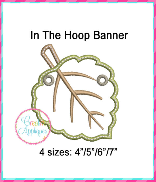 Leaf 1 Banner In The Hoop Embroidery Design - Image 3