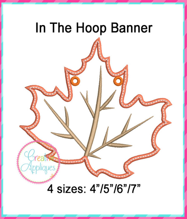 Leaf 3 Banner In The Hoop Embroidery Design - Image 2