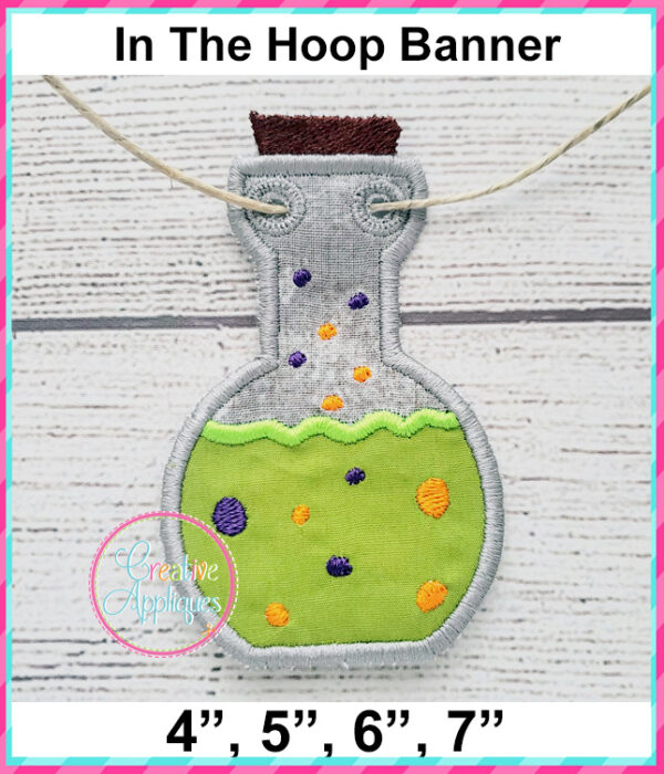 Potion Bottle Banner In The Hoop Embroidery Design