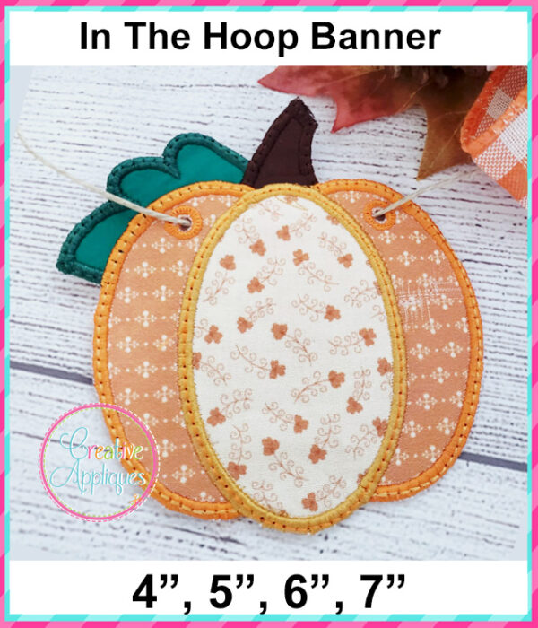 Pumpkin Banner In The Hoop Embroidery Design - Image 3