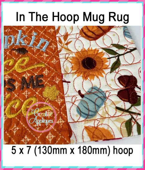 Pumpkin Spice Keeps Me Nice Mug Rug In The Hoop Embroidery Design - Image 2